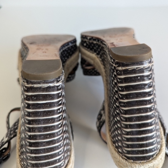 Coach Dalton Snakeskin Leather Braided Espadrille Wedge Strappy Sandal sz 7½ - Picture 9 of 12